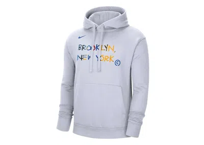 Pre-owned Nike Men's  Nba Brooklyn Nets City Edition Fleece Pullover Hoodie In Grey