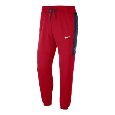 Nike Men's  Nba Brooklyn Nets Contrasting Colors Logo Fleece Lacing Sports Pants/trousers/joggers Red