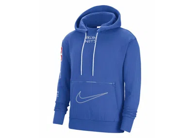 Pre-owned Nike Men's  Nba Brooklyn Nets Courtside City Edition Loose Fit Hoodie In Royal Blue