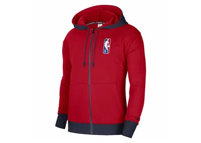 Pre-owned Nike Men's  Nba Brooklyn Nets Courtside Fullzip Fleece Hoodie In Red