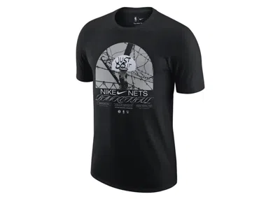 Pre-owned Nike Men's  Nba Brooklyn Nets Courtside Max 90 Loose Fit T-shirt In Black/white/grey