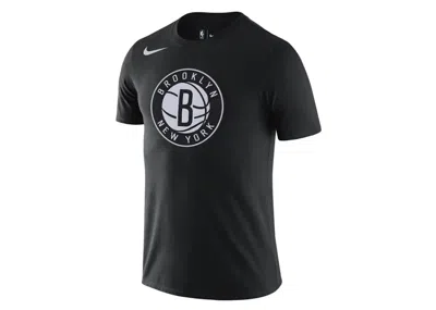 Pre-owned Nike Men's  Nba Brooklyn Nets Logo Drifit T-shirt In Black/white