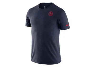 Pre-owned Nike Men's  Nba Brooklyn Nets Logo T-shirt In Dark Blue