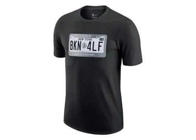 Pre-owned Nike Men's  Nba Brooklyn Nets Team Short Sleeve T-shirt In Black