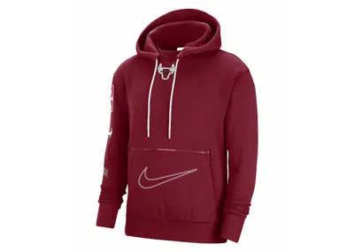 Pre-owned Nike Men's  Nba Chicago Bulls Courtside City Edition Loose Fit Hoodie In Red