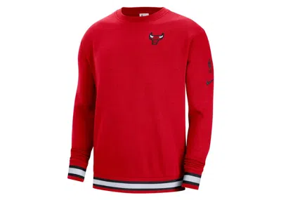 Pre-owned Nike Men's  Nba Chicago Bulls Courtside Crew Fleece Loose Fit Sweatshirt In Red