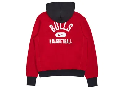 Pre-owned Nike Men's  Nba Chicago Bulls Courtside Fullzip Fleece Hoodie In Red