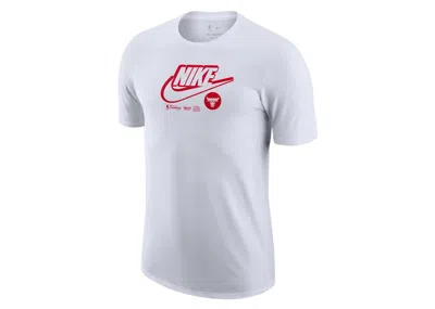 Pre-owned Nike Men's  Nba Chicago Bulls Drifit Logo T-shirt In White/red