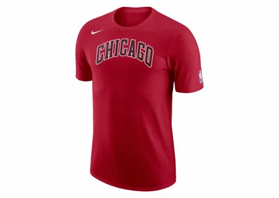 Pre-owned Nike Men's  Nba Chicago Bulls Essiantial City Edition Logo T-shirt In Dark Red