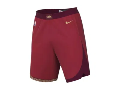 Pre-owned Nike Men's  Nba Cleveland Cavaliers City Editon Swingman Shorts In Bright Crimson/gold In Multi