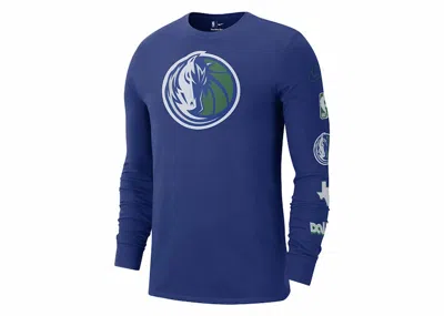Pre-owned Nike Men's  Nba Dallas Mavericks City Edition Long Sleeve T-shirt In Blue