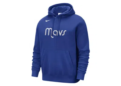 Pre-owned Nike Men's  Nba Dallas Mavericks Courtside Fleece Pullover Hoodie In Blue