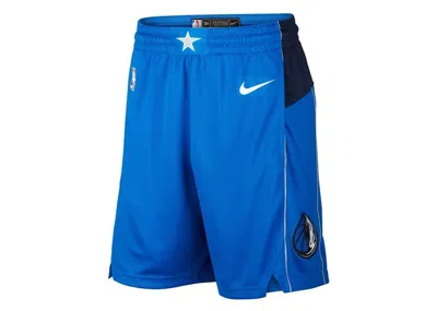 Pre-owned Nike Men's  Nba Dallas Mavericks Icon Edition Swingman Drifit Shorts/dark Dark In Blue/white/dark Blu