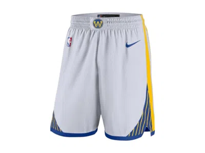 Pre-owned Nike Men's  Nba Golden State Warriors Association Edition Swingman Shorts In White/yellow