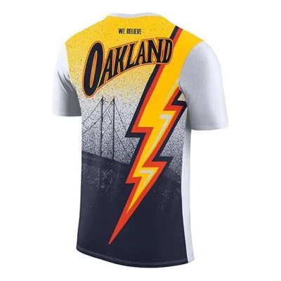 Nike Men's  Nba Golden State Warriors Basketball Sports Loose Round Neck Short Sleeve White T-shirt In Multi