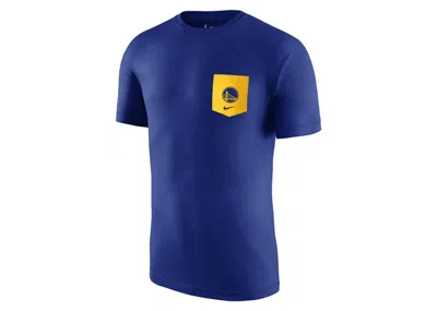 Pre-owned Nike Men's  Nba Golden State Warriors Pocket T-shirt In Blue