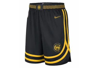 Pre-owned Nike Men's  Nba Golden State Warriors Swingman City Edition Drifit Shorts In Black/ochre In Multi