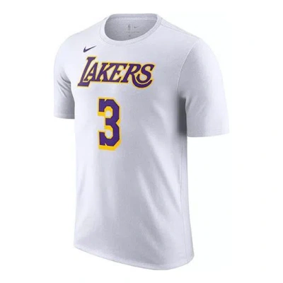 Nike Men's  Nba Lakers Davis No. 3 Casual Breathable Sports Short Sleeve White T-shirt