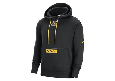 Pre-owned Nike Men's  Nba Los Angeles Lakers Courtside Fleece Loose Fit Hoodie In Black