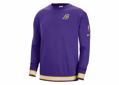 Pre-owned Nike Men's  Nba Los Angeles Lakers Courtside Fleece Loose Fit Sweatshirt In Purple