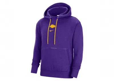 Pre-owned Nike Men's  Nba Los Angeles Lakers Courtside Hoodie In Field Purple/heather/amarillo In Multi