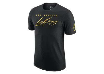 Pre-owned Nike Men's  Nba Los Angeles Lakers Courtside Max 90 Loose Fit T-shirt In Dark Grey/yellow In Multi