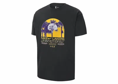 Pre-owned Nike Men's  Nba Los Angeles Lakers Courtside Max 90 T-shirt In Black