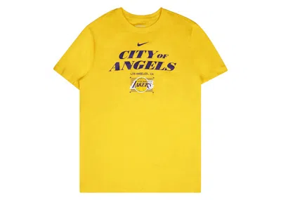 Pre-owned Nike Men's  Nba Los Angeles Lakers Courtside T-shirt In Yellow/purple In Multi