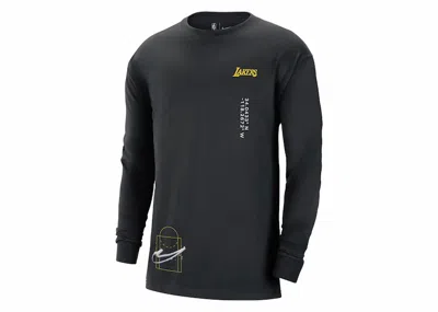 Pre-owned Nike Men's  Nba Los Angeles Lakers Cts Max90 Long Sleeve T-shirt In Black