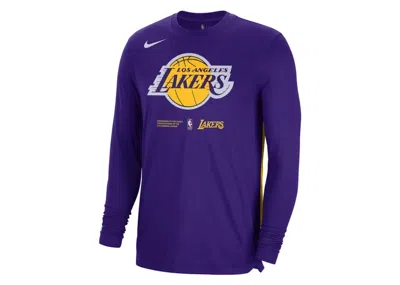 Pre-owned Nike Men's  Nba Los Angeles Lakers Drifit Loose Fit Long Sleeve T-shirt In Purple