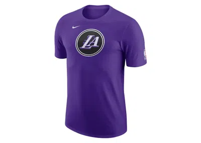 Pre-owned Nike Men's  Nba Los Angeles Lakers Essential City Edition T-shirt In Purple