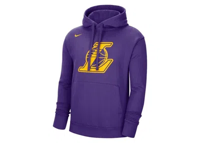 Pre-owned Nike Men's  Nba Los Angeles Lakers Essentials Fleece Pullover Loose Fit Hoodie In Purple/yellow