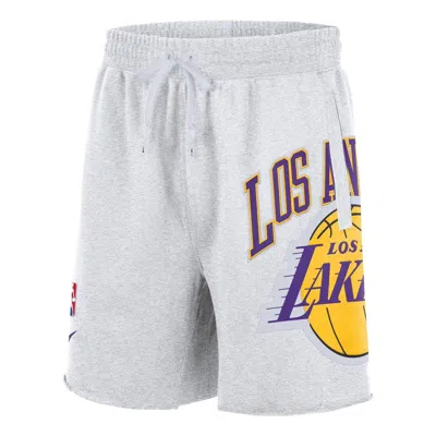 Nike Men's  Nba Los Angeles Lakers Knit Alphabet Printing Straight Shorts Birch Color In Gray