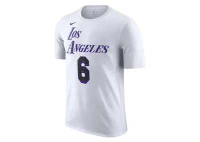 Pre-owned Nike Men's  Nba Los Angeles Lakers Lebron James City Edition T-shirt In White