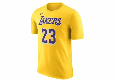 Pre-owned Nike Men's  Nba Los Angeles Lakers Lebron James T-shirt In Yellow/purple In Multi