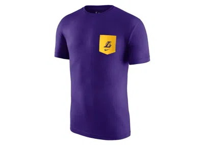 Pre-owned Nike Men's  Nba Los Angeles Lakers Pocket Logo T-shirt In Purple