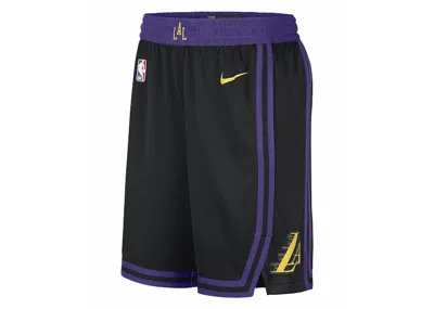 Pre-owned Nike Men's  Nba Los Angeles Lakers Swingman City Edition Drifit Shorts In Black