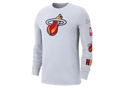 Pre-owned Nike Men's  Nba Miami Heat City Edition Long Sleeve T-shirt In White