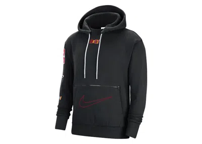 Pre-owned Nike Men's  Nba Miami Heat Courtside City Edition Fleece Loose Fit Hoodie In Black