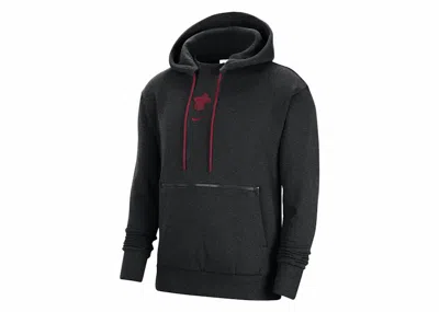 Pre-owned Nike Men's  Nba Miami Heat Courtside Fleece Loose Fit Hoodie In Black Heather/tough Red In Multi