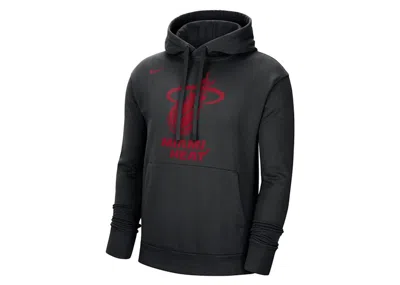 Pre-owned Nike Men's  Nba Miami Heat Essential Fleece Pullover Loose Fit Hoodie In Black Red