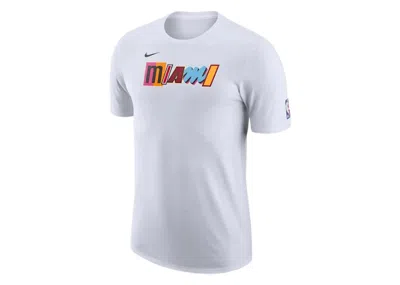 Pre-owned Nike Men's  Nba Miami Heat Graphic T-shirt In White