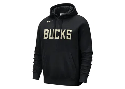 Pre-owned Nike Men's  Nba Milwaukee Bucks Courtside Fleece Loose Fit Hoodie In Black