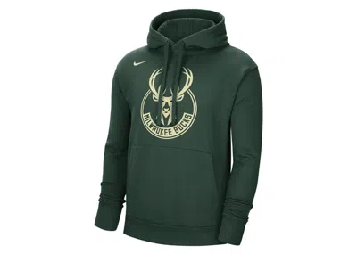 Pre-owned Nike Men's  Nba Milwaukee Bucks Essential Fleece Pullover Loose Fit Hoodie In Dark Green