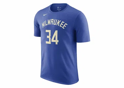 Pre-owned Nike Men's  Nba Milwaukee Bucks Giannis Antetokounpo City Edition T-shirt In Blue/sail