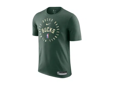 Pre-owned Nike Men's  Nba Milwaukee Bucks Legend Drifit Tshirts In Green/cream