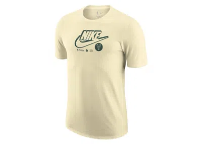 Pre-owned Nike Men's  Nba Milwaukee Bucks Logo Drifit T-shirt In Sail