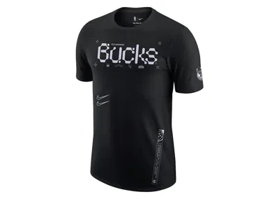 Pre-owned Nike Men's  Nba Milwaukee Bucks Max 90 Loose Fit T-shirt In Black