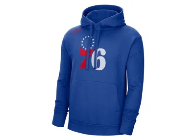 Pre-owned Nike Men's  Nba Philadelphia 76ers Fleece Pullover Loose Fit Hoodie In Blue