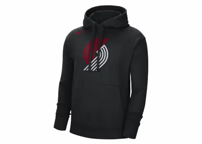 Pre-owned Nike Men's  Nba Portland Trail Blazers Fleece Pullover Loose Fit Hoodie In Black